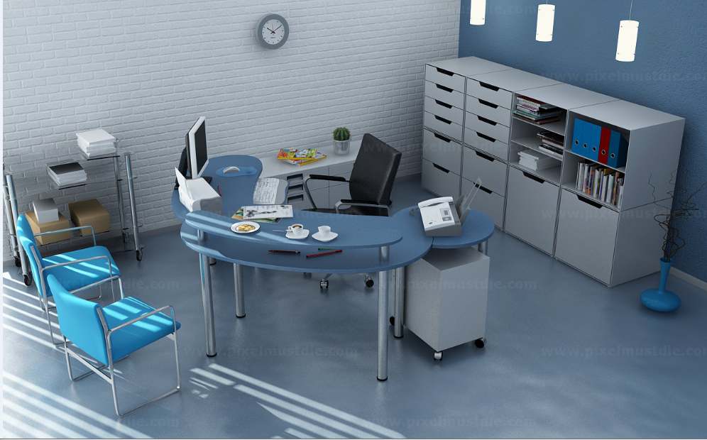 Management office interior design dwg file