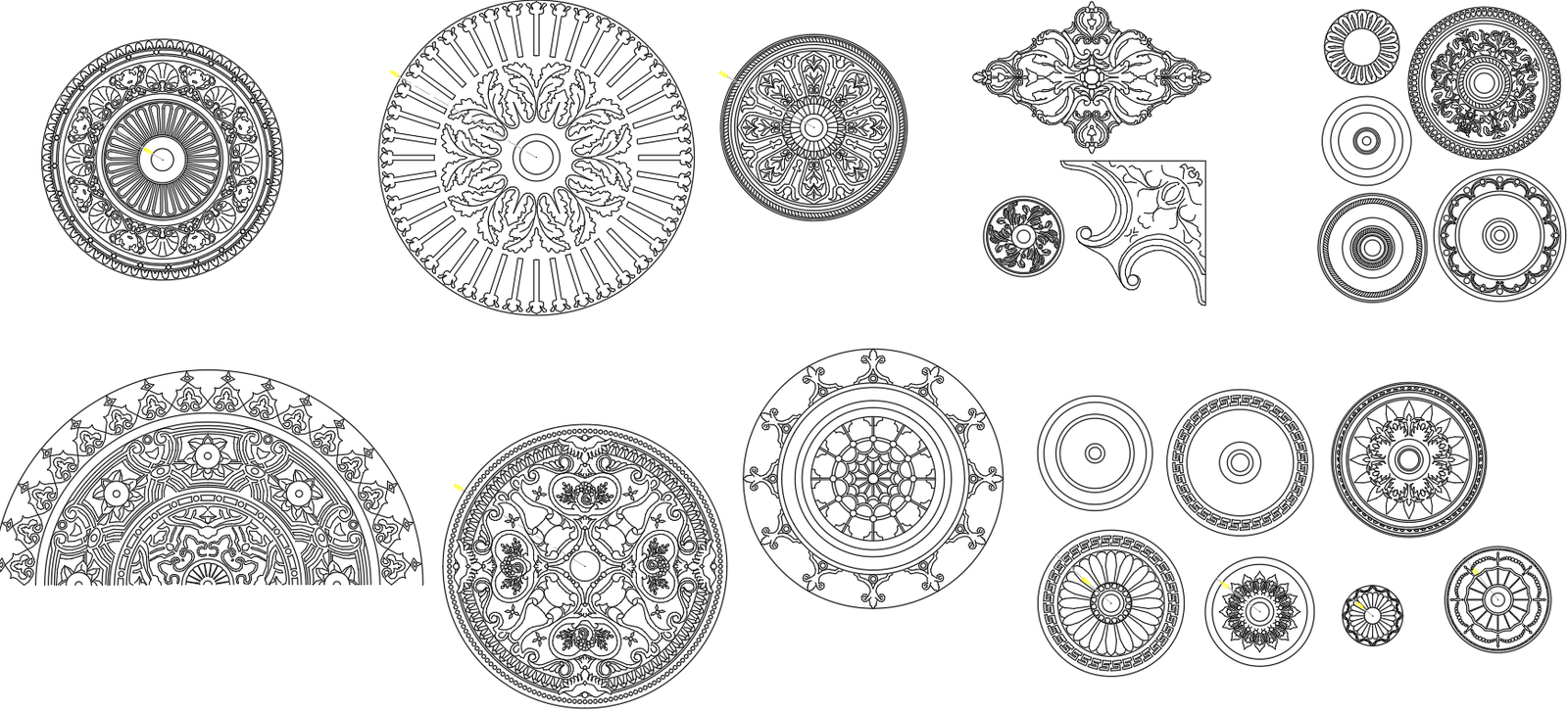 Mandalas hand drawn Elements CAD Drawing in dwg file