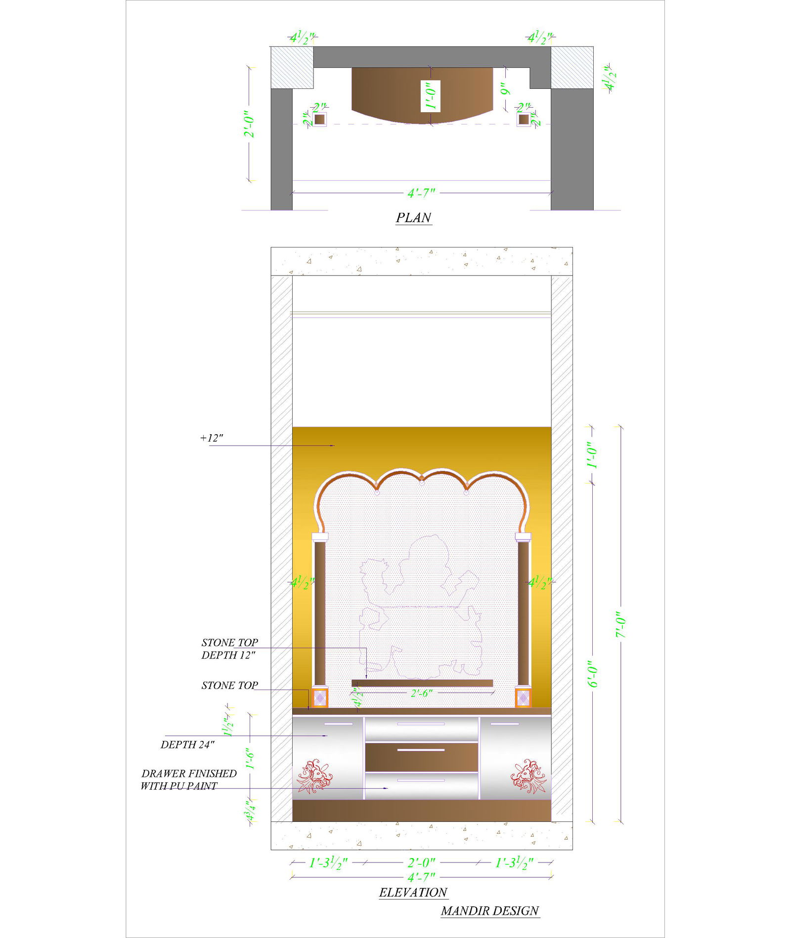Temple Mandir Design DWG Files in AutoCAD Format