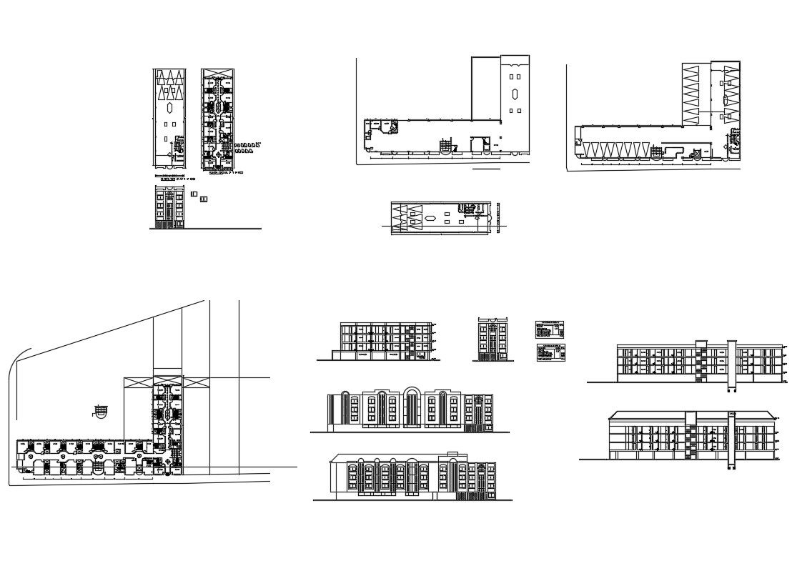 Manhattan hostel elevation, section, floor plan and auto-cad details dwg file
