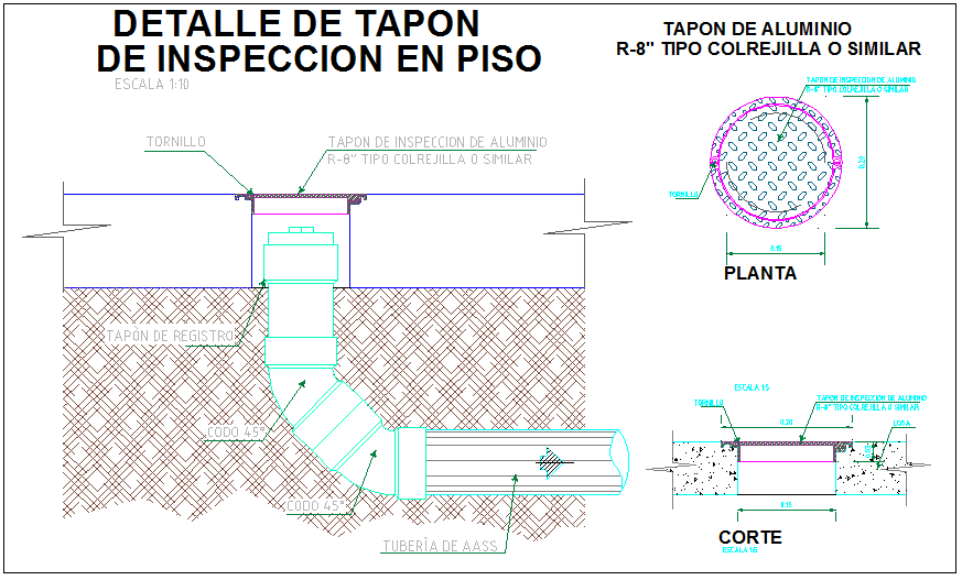 Manhole of sewerage line of wastewater section view detail dwg file