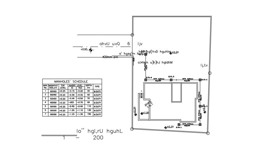 Manhole Plan Of 15x11 Meter House Plan AutoCAD File