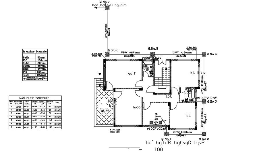Manhole Plan Of 15x11 Meter House Plan CAD File