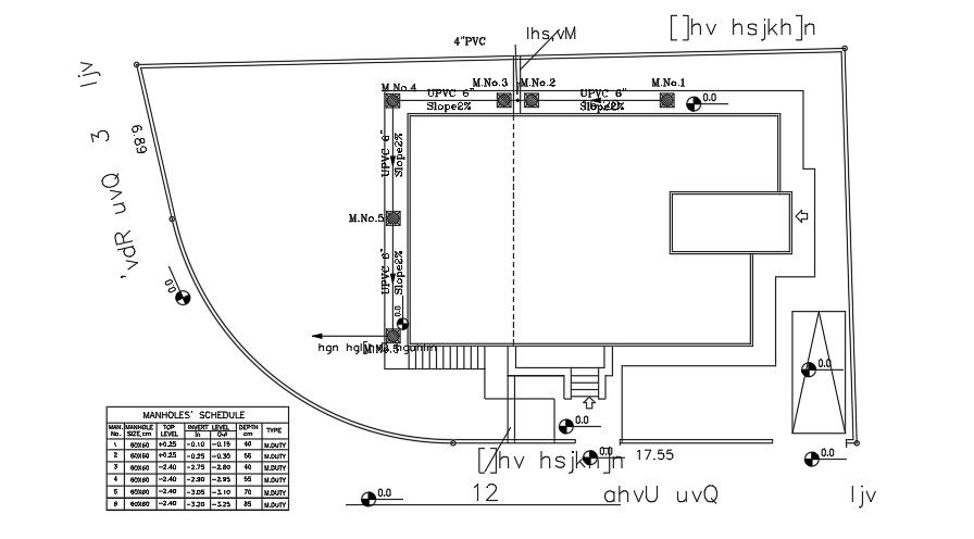 Manhole Plan Of 17x18 Meter House Plan CAD File