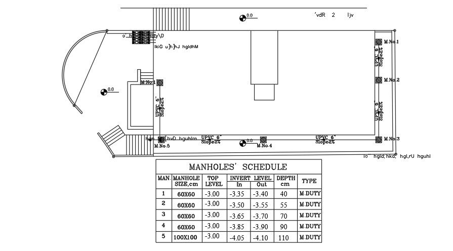 Manhole Plan Of 22x11 Meter House Plan CAD File