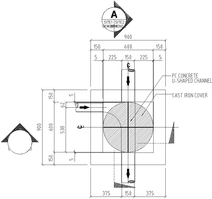 Manhole detail drawing in AutoCAD 2D