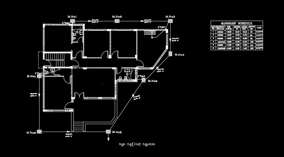 Manhole layout of the 23x22m house plan