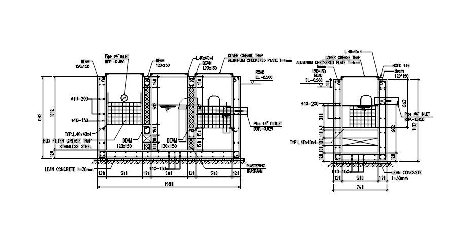 Manhole structure details in AutoCAD 2D drawing, dwg file, CAD file