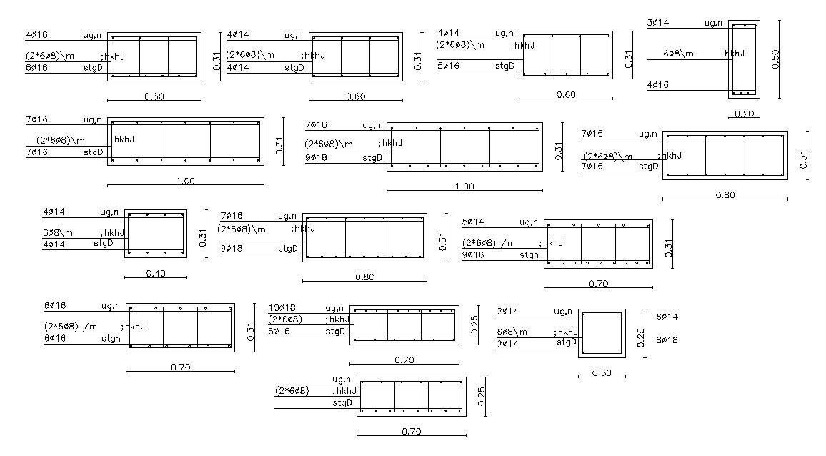 Many Beam And Column Bars Design Structure Drawing