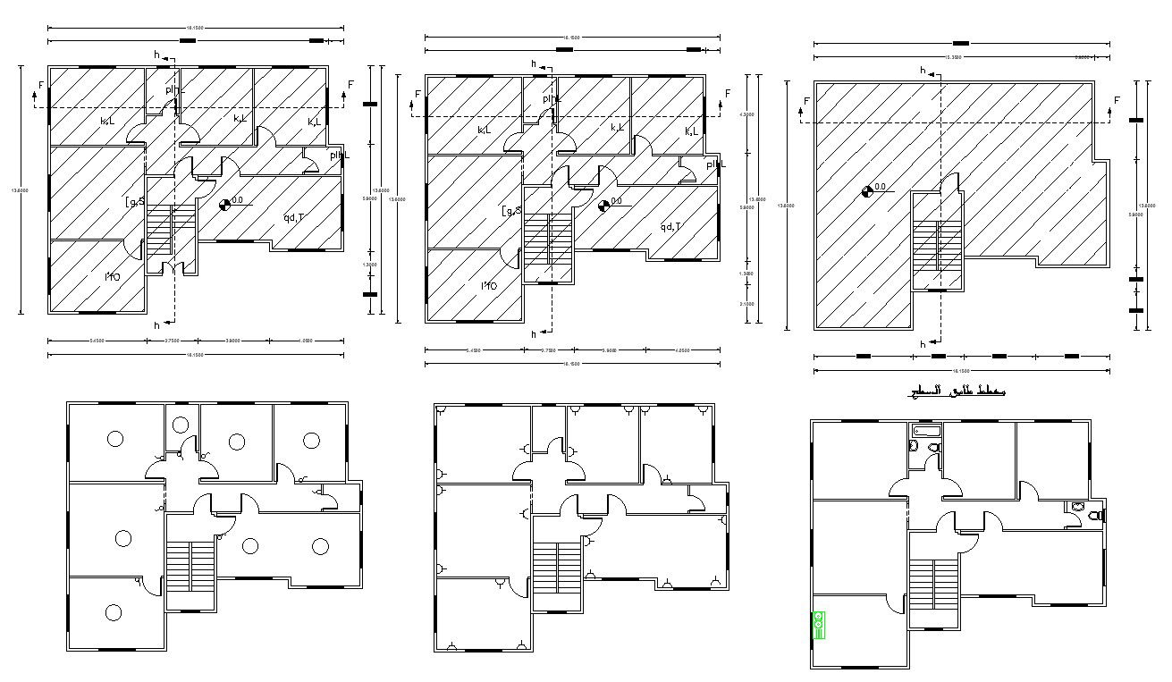 Many Floors Plan Of Apartment Building Design With Plumbing DWG