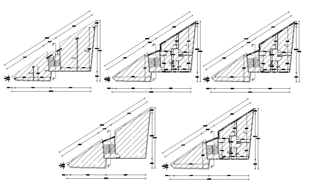 Many Floors Plan Of Apartment Building With Dimension CAD File