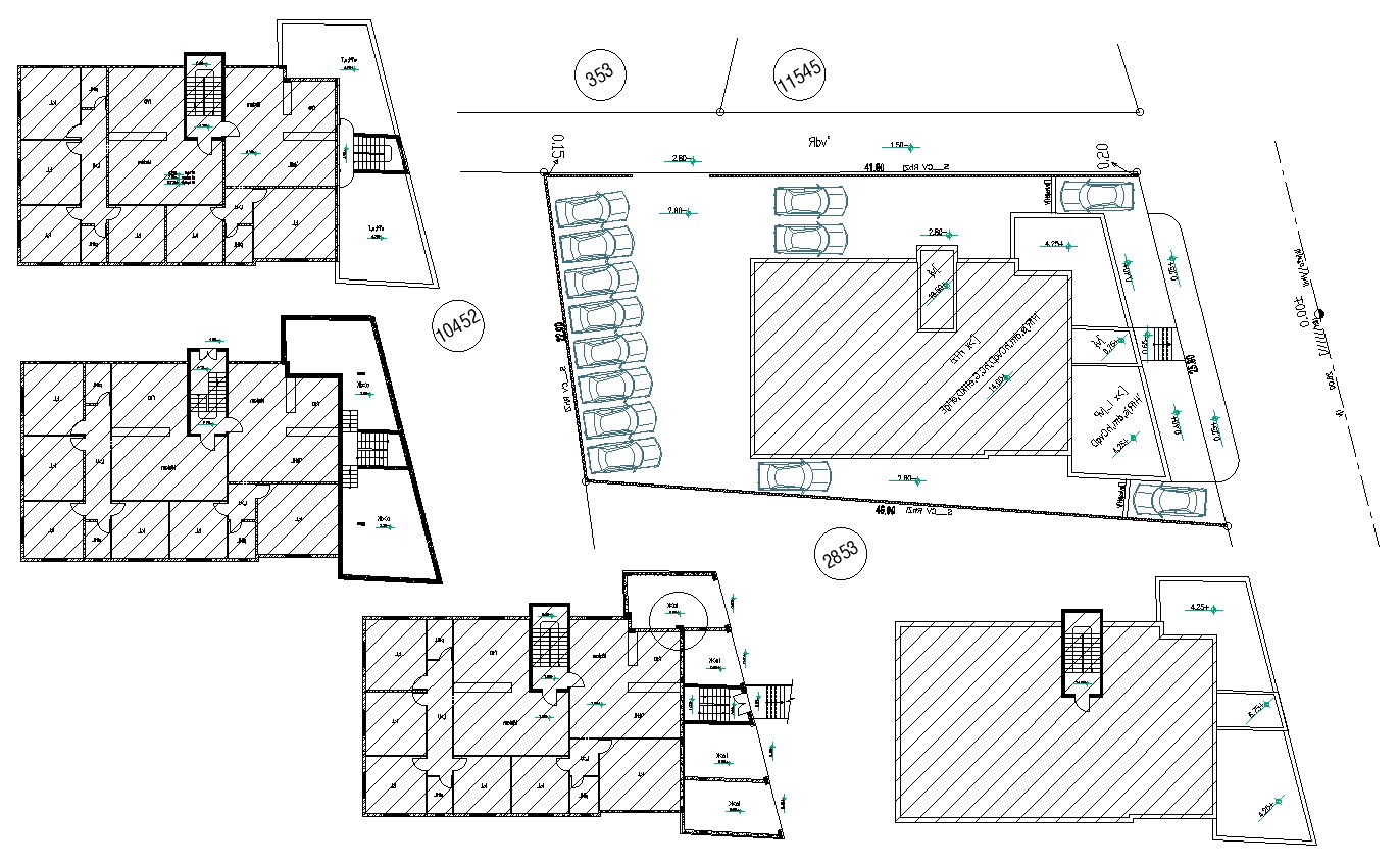 Many Floors Plan Of Apartment Building With Parking Design