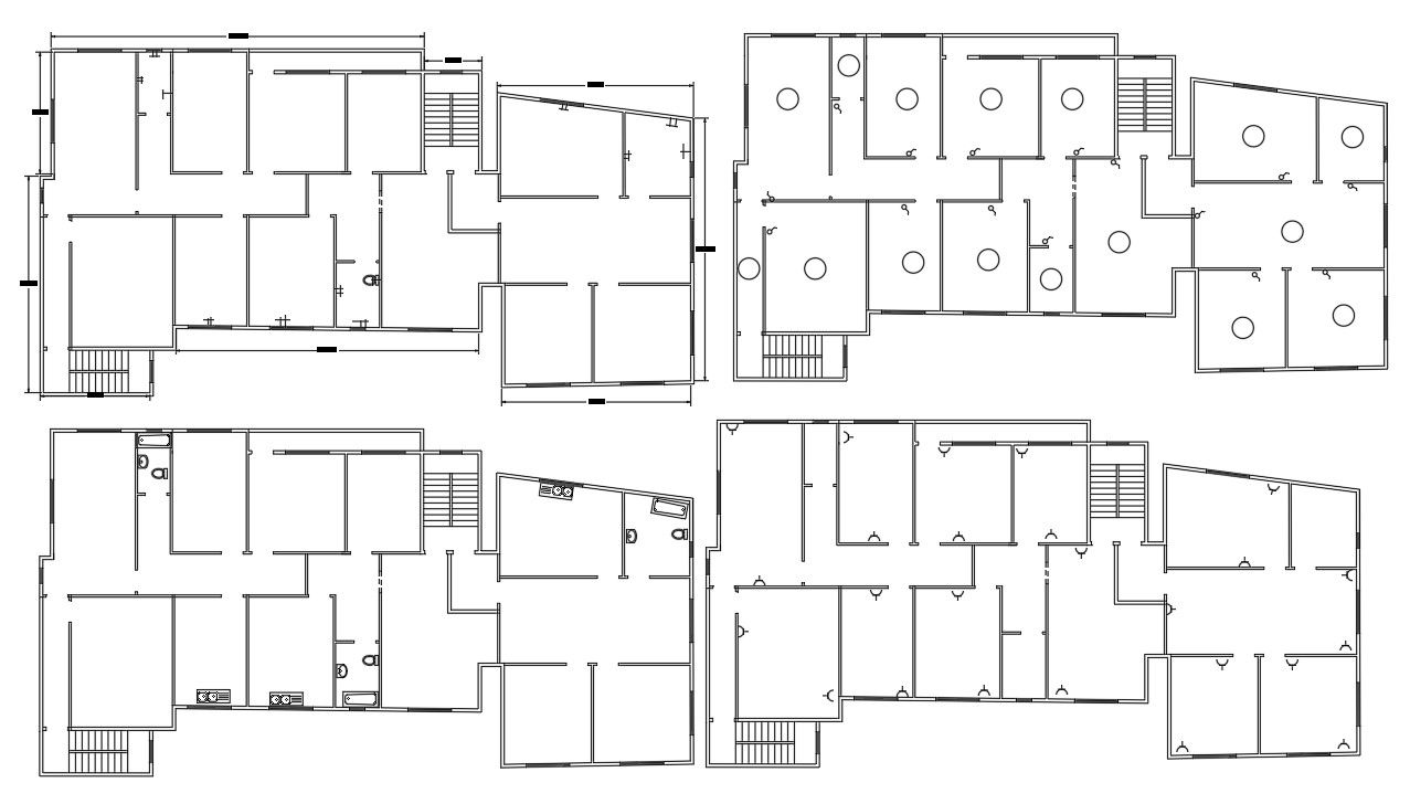Many Floors Plan Of Apartment Design AutoCAD Drawing