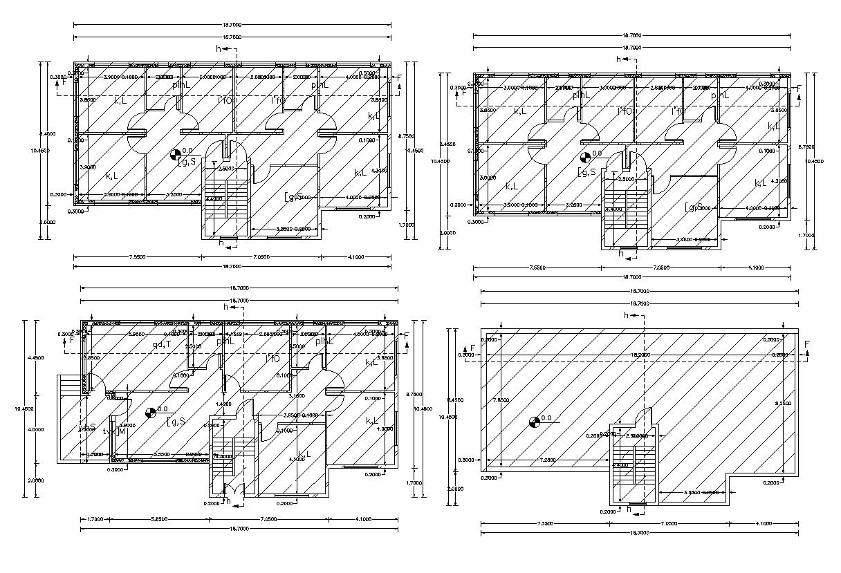 Many Floors Plan Of Apartment Design With Working Drawing