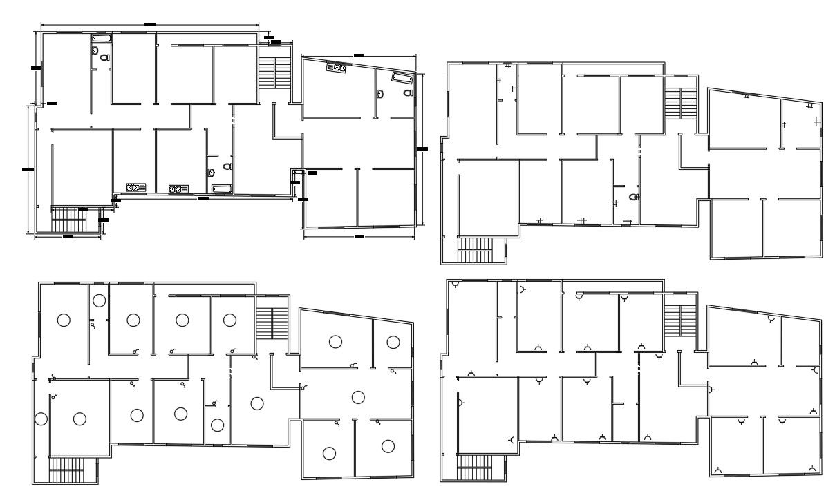 Many Floors Plan Of Residential Building Design AutoCAD File