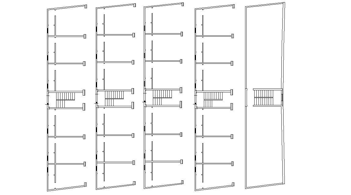 Many Floors Plan Of Commercial Building Design DWG File