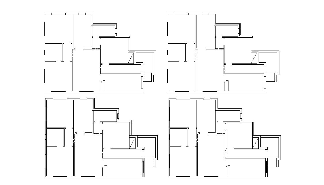 Many Floors Plan Of Residential House Building Design CAD File