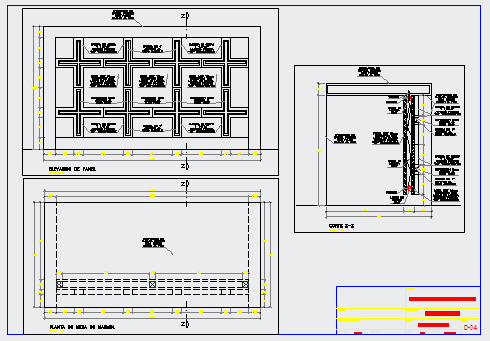 Marble table plan and section detail design drawing