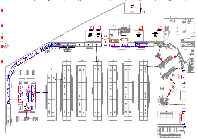 Market with cold storage architecture layout plan dwg file