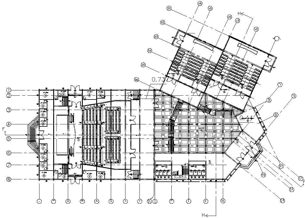 Marriage Hall building floor plan and section details AutoCAD DWG drawing file is given. Download the AutoCAD 2D DWG file.
