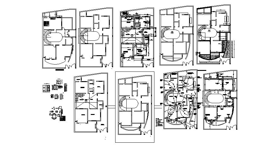Masanory plan of Bungalow with detail dimension in dwg file