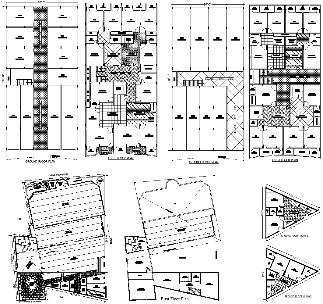 Combined Masjid Shop and House Floor Plan in DWG File