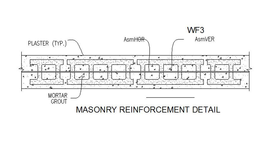 Masonry reinforcement details in AutoCAD 2D drawing, dwg file, CAD file