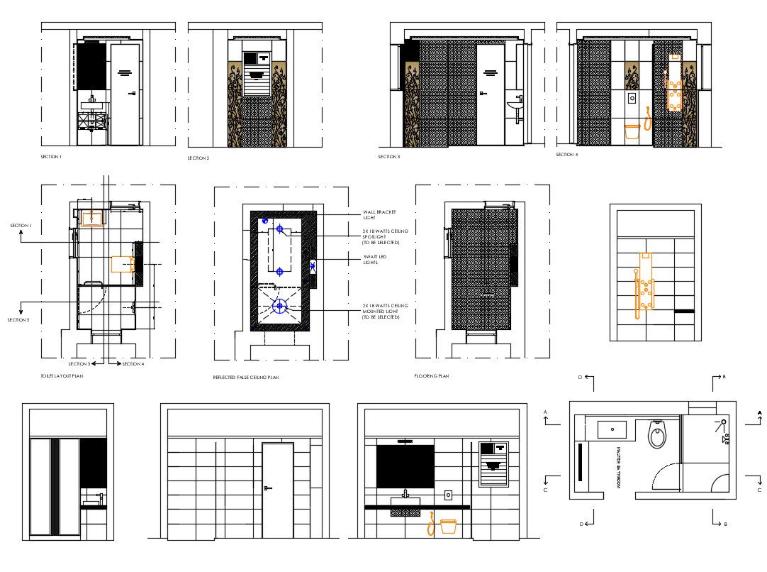 Master Bathroom Design Plan Download CAD Drawing