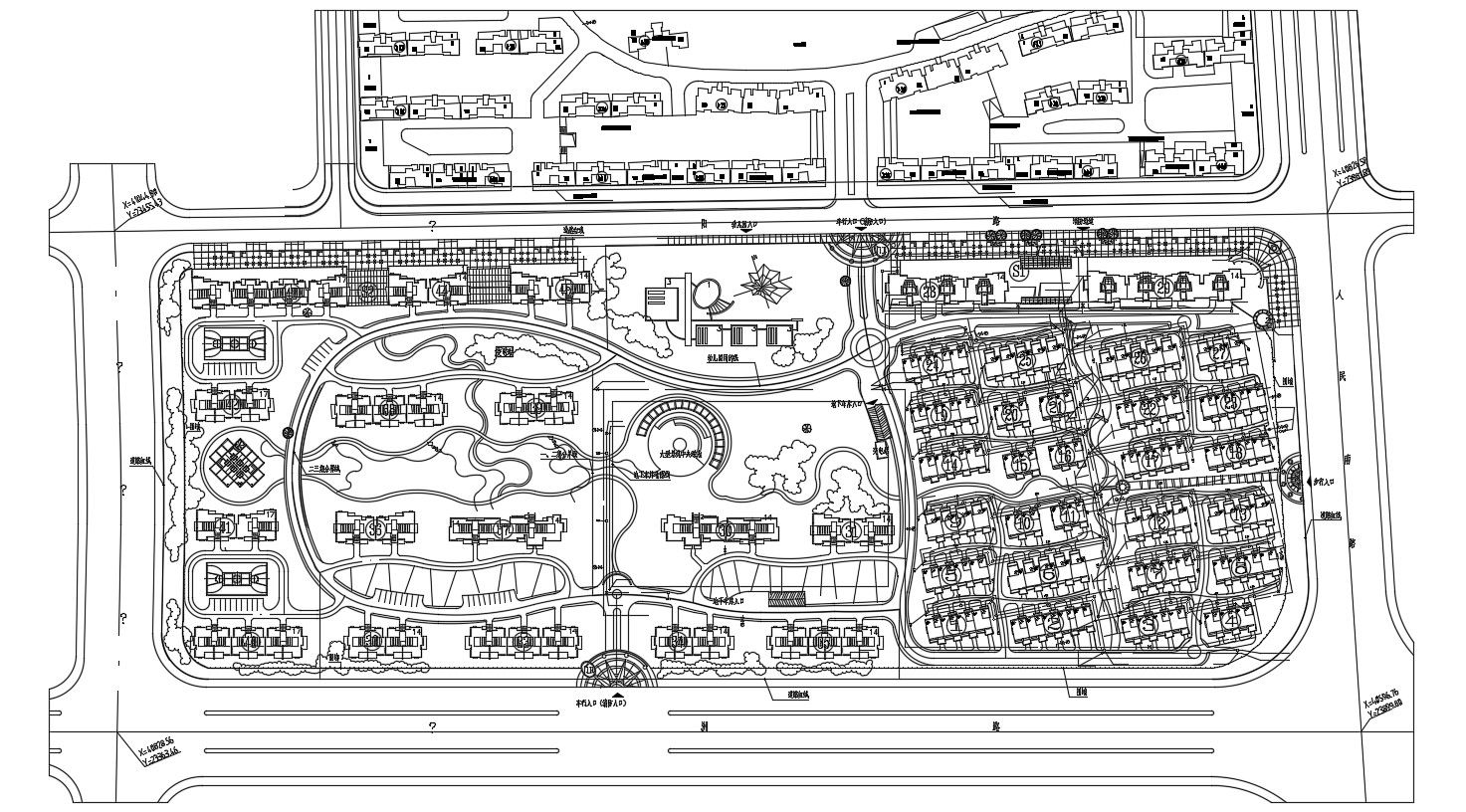Master Plan Of Twin Bungalow With Landscape Design Autocad File Free Download