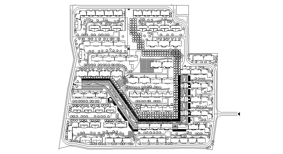 Master plan of Twin Bungalow Design AutoCAD File Free