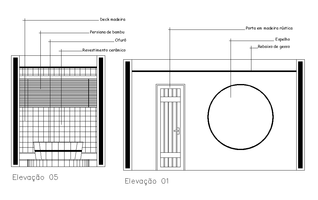 Master Bathroom Section CAD Drawing Download Free DWG File