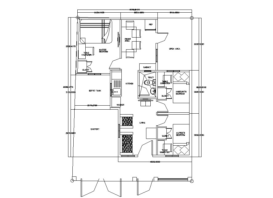 Master Bedroom House Layout Plan AutoCAD Drawing DWG File