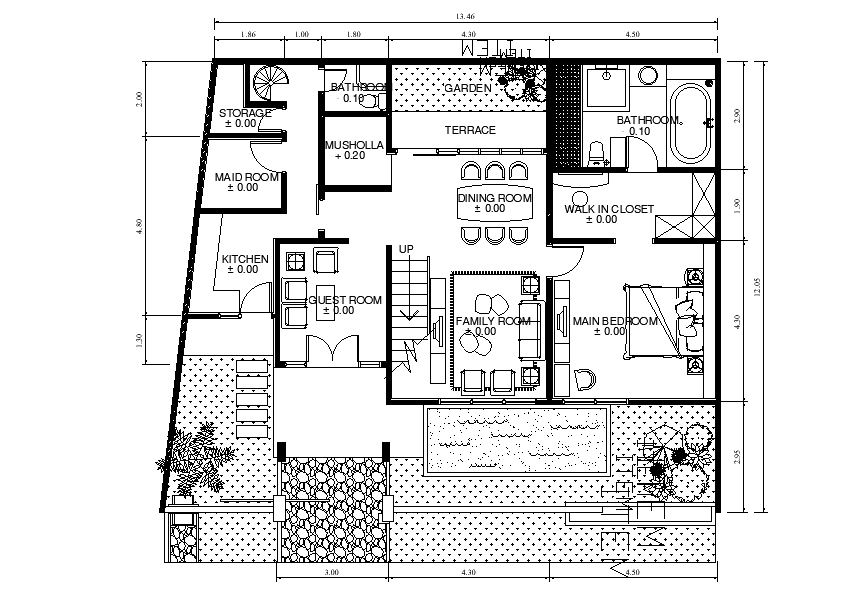 Master Bedroom House Layout Plan AutoCAD Drawing Download DWG FIle