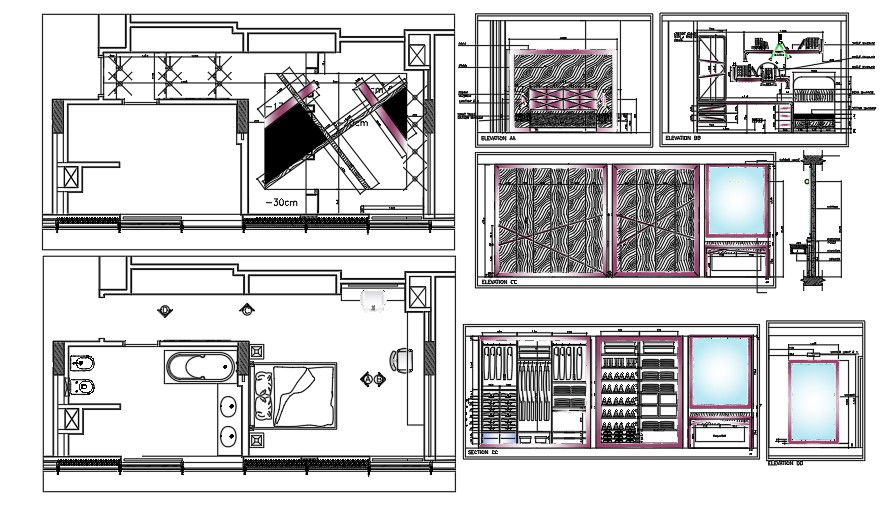 Master Bedroom Interior AutoCAD Layout
