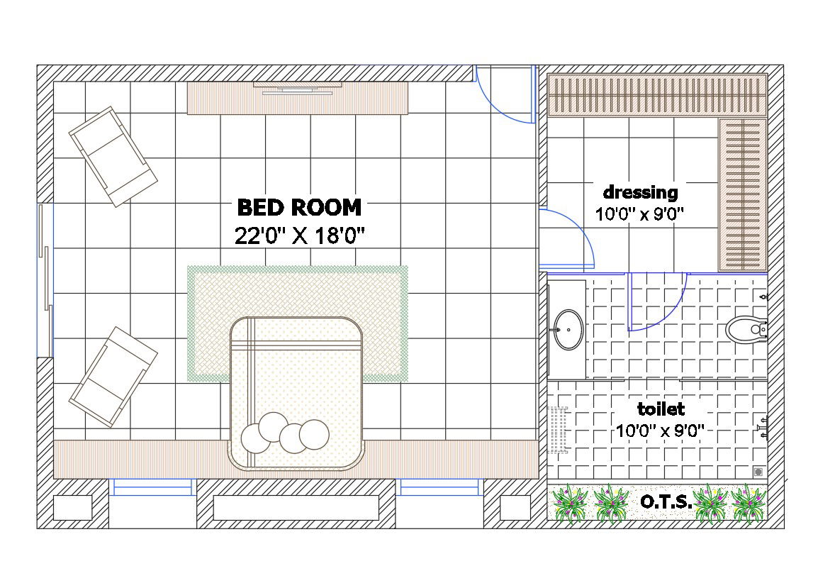 Master Bedroom Plan DWG AutoCAD File with Furniture and Layout Design