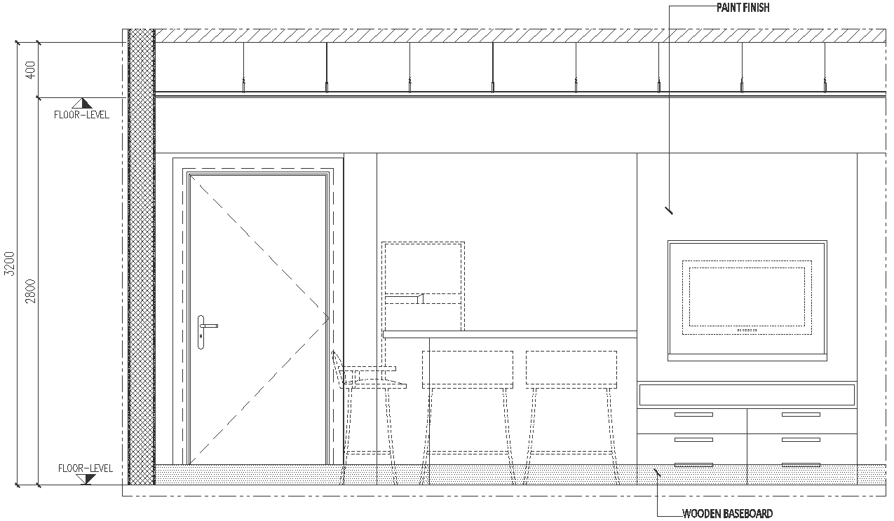 Master Bedroom Balcony Door DWG Interior Design Drawing
