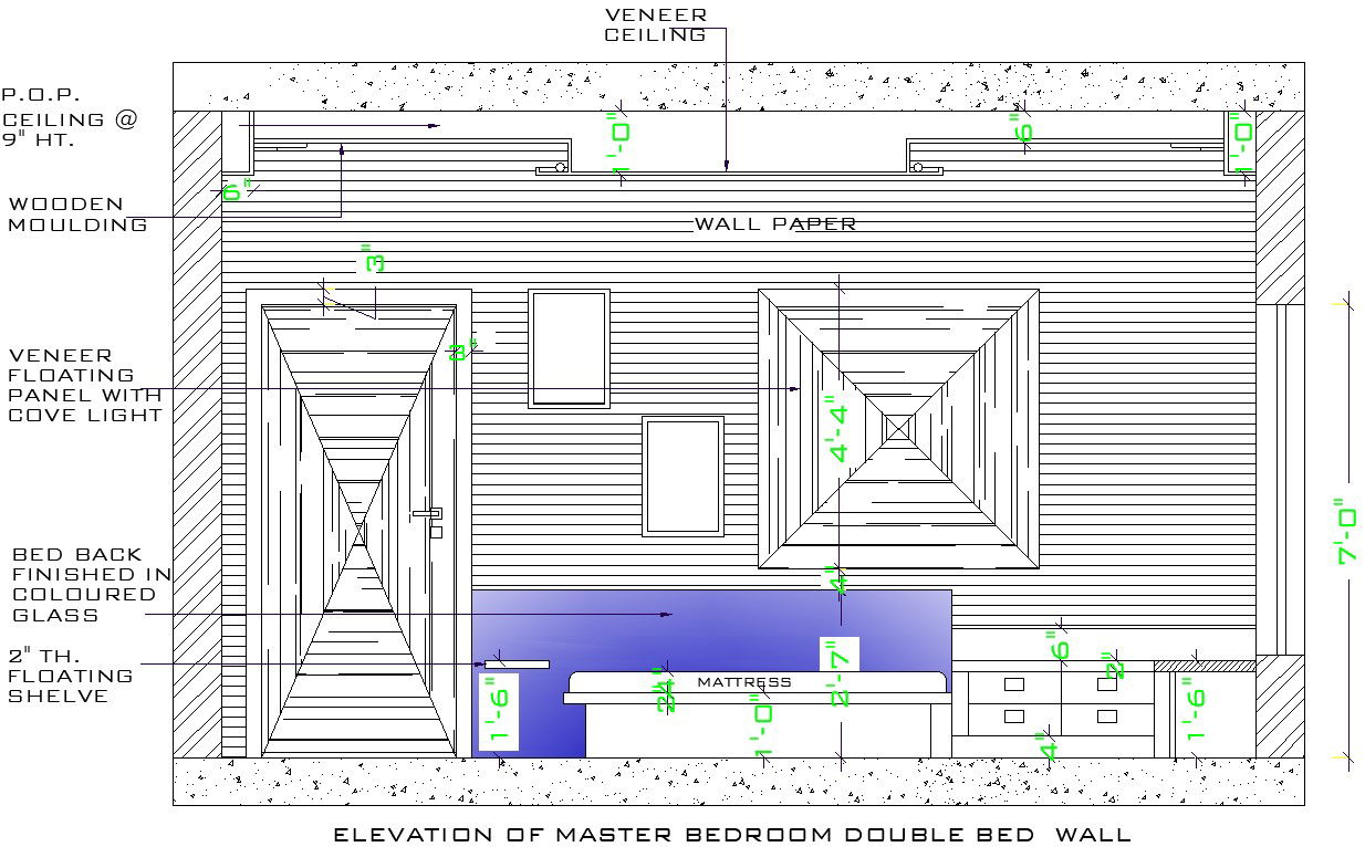 Master Bedroom Elevation Design in AutoCAD Drawing File
