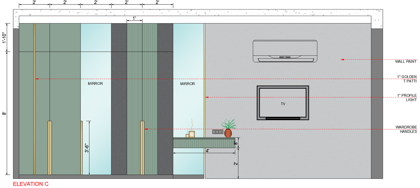 Master bedroom elevation design with wardrobe detail and tv unit detailed design dwg autocad drawing .