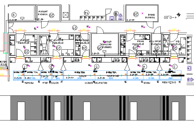 Maxi super market elevation and layout plan details dwg file