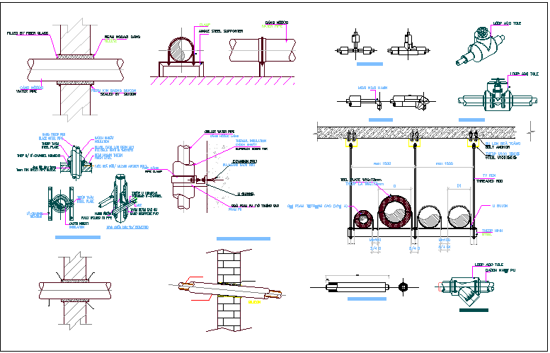 Mechanical parts and machine, shaft detail view dwg file