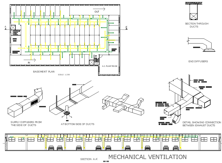 Mechanical ventilation plan detail dwg file