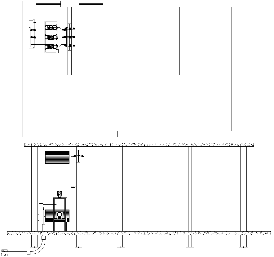 Mechanical room equipment layout in CAD Drawing File
