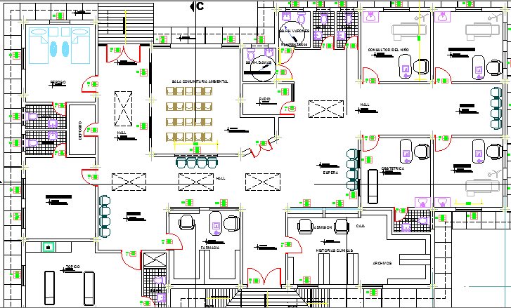 Medical Center Architecture Design and Structure Details dgw file