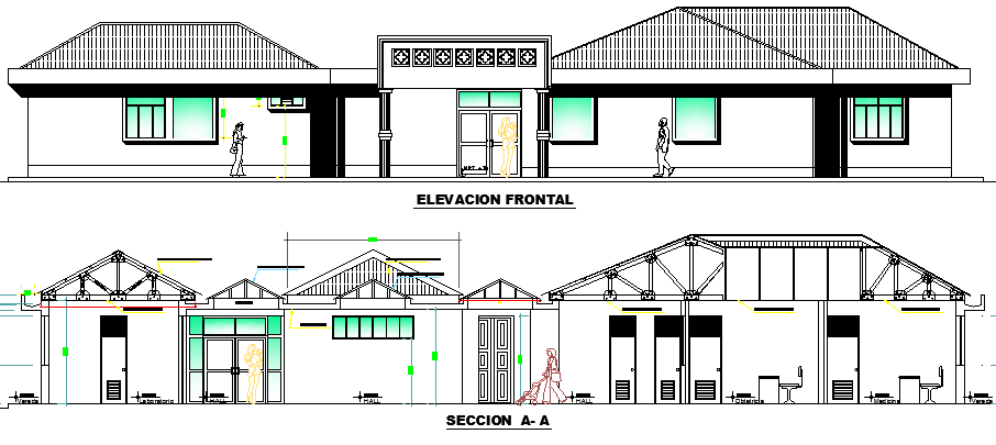 Medical Center Elevation and Section Plan dwg file