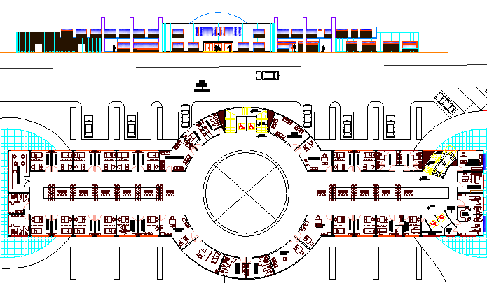 Medical College Design and Elevation and Section Details dwg file