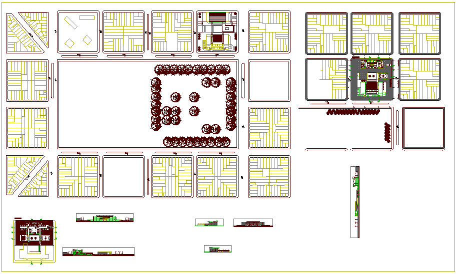 Medical collage plan and sectional view with side view dwg file