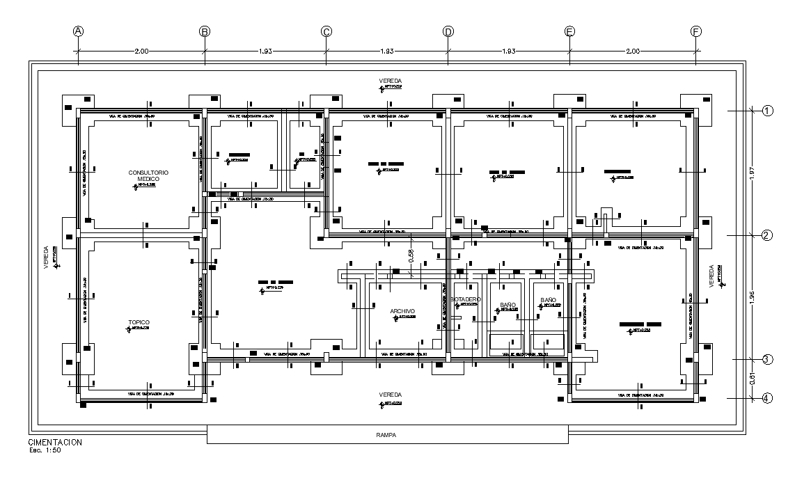 Medical And Clinic Building Foundation Plan Drawing DWG File