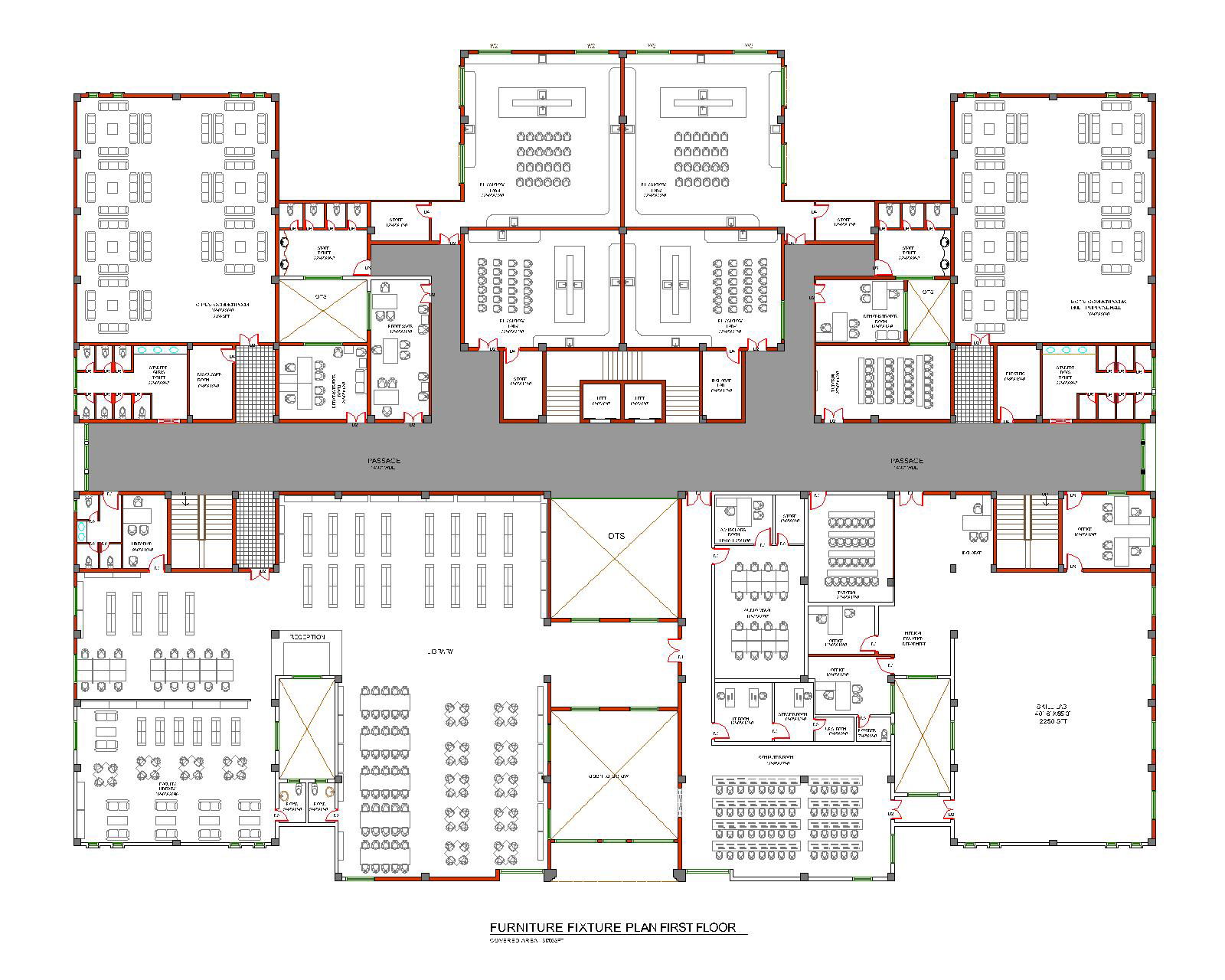 Medical College First Floor DWG AutoCAD Classroom Floor Layout