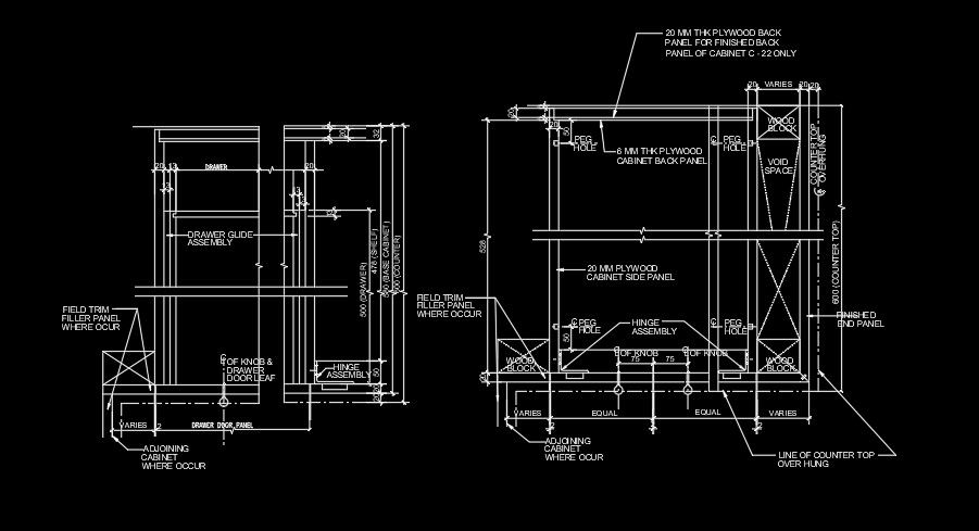 Medical Room Cabinet AutoCAD Construction Drawing Details