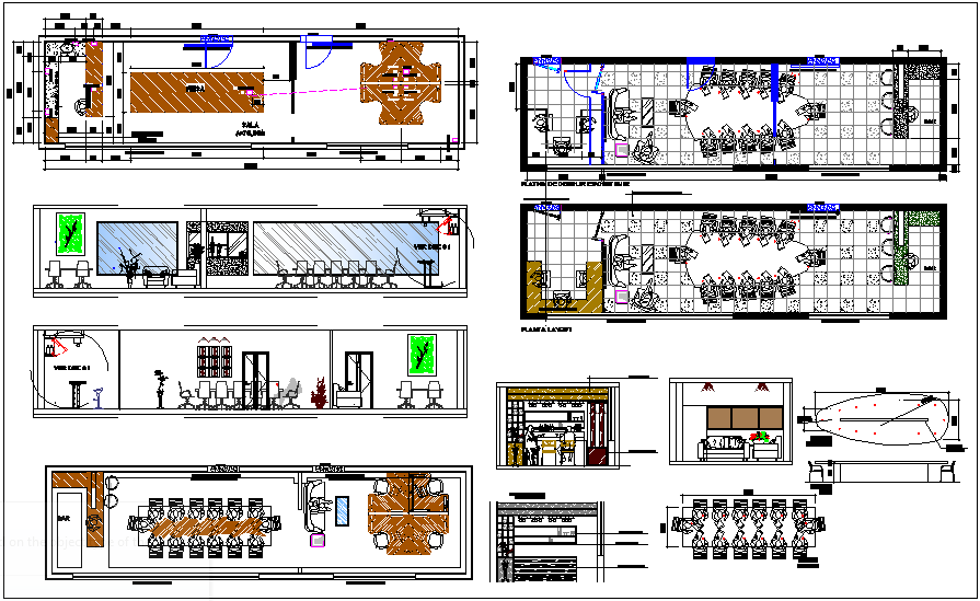 Meeting room interior design of corporate office dwg file